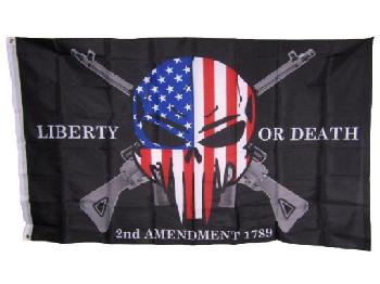 3'x5' Liberty or Death Flag [Red-White-Blue Skull] 